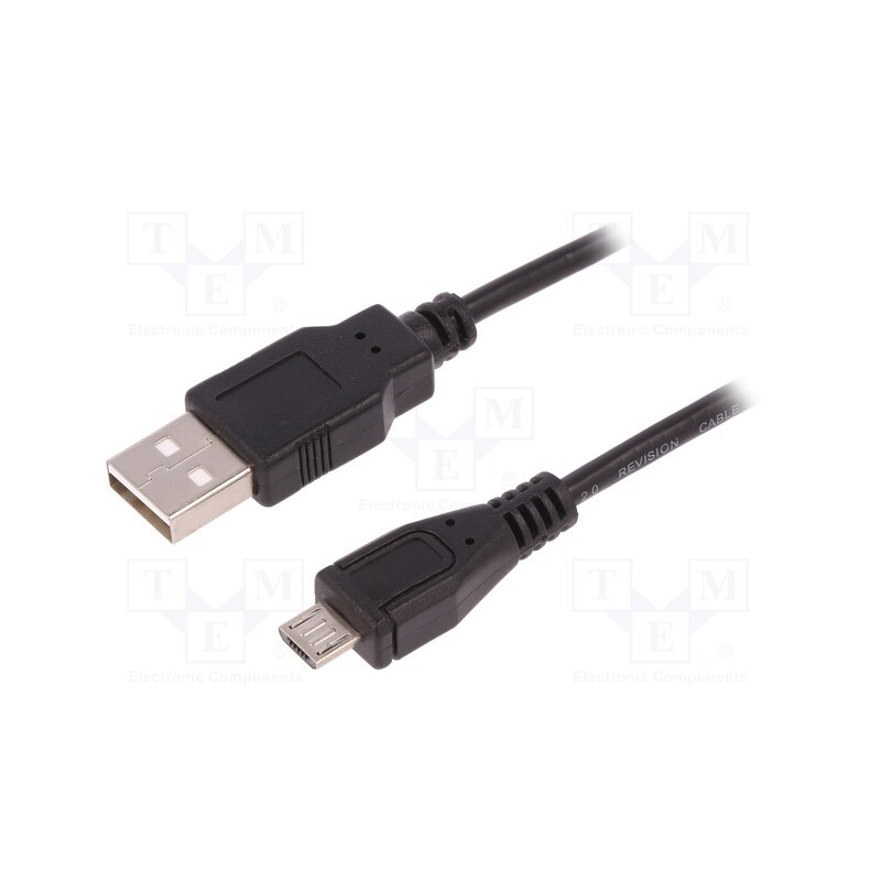 1 pcs x QOLTEC - 50521 - Cable, USB 2.0, USB A plug,USB B micro plug, 1m, black