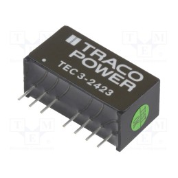 1 pcs x TRACO POWER - TEC 3-2423 - Converter: DC/DC, 3W, Uin: 18÷36V, Uout: 15VDC, Uout2: -15VDC, SIP8