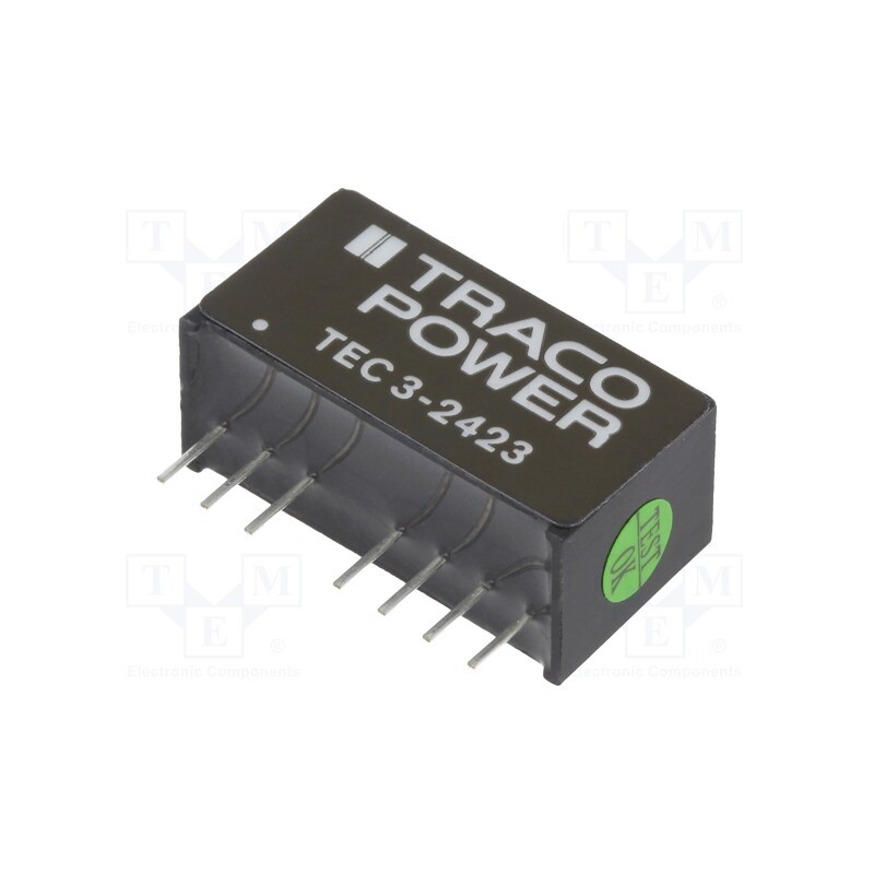 1 pcs x TRACO POWER - TEC 3-2423 - Converter: DC/DC, 3W, Uin: 18÷36V, Uout: 15VDC, Uout2: -15VDC, SIP8