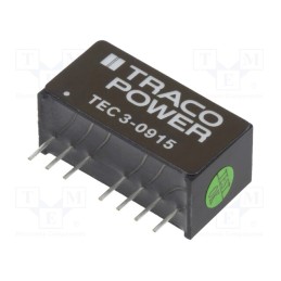 1 pcs x TRACO POWER - TEC 3-0915 - Converter: DC/DC, 3W, Uin: 4.5÷13.2V, Uout: 24VDC, Iout: 125mA, SIP8