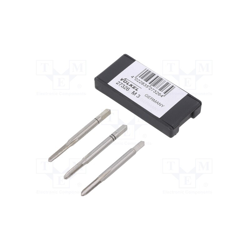 1 set x Vu00d6LKEL - 27326 - Tap, high speed steel grounded HSS-G, M3, 0.5, 40mm, 2,7mm, 3pcs.