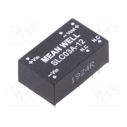 1 pcs x MEAN WELL - SLC03A-12 - Converter: DC/DC, 3W, Uin: 9÷18V, Uout: 12VDC, Iout: 250mA, DIP16