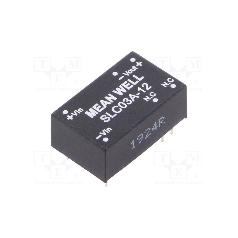 1 pcs x MEAN WELL - SLC03A-12 - Converter: DC/DC, 3W, Uin: 9÷18V, Uout: 12VDC, Iout: 250mA, DIP16