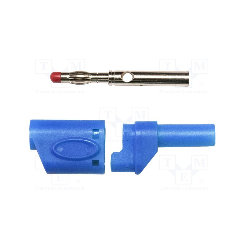 1 pcs x MUELLER ELECTRIC - BU-3110410-6 - Plug, 4mm banana, 45A, 600VAC, blue, soldered, copper beryllium