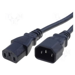 1 pcs x SCHURTER - 6007.0214 - Cable, 3x1mm2, IEC C13 female,IEC C14 male, PVC, 2m, black, 10A