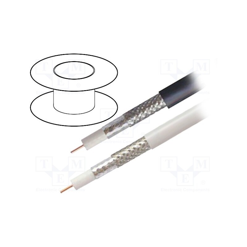 1 m x BELDEN - H126D03.00B100 - Wire: coaxial, H126,RG6, solid, Cu, FRNC, white, 100m, Øcable: 6.9mm