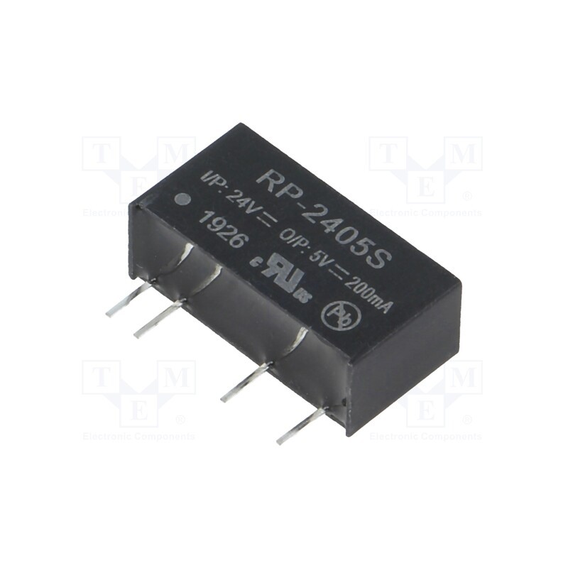 1 pcs x RECOM - RP-2405S - Converter: DC/DC, 1W, Uin: 21.6÷26.4V, Uout: 5VDC, Iout: 200mA, SIP7