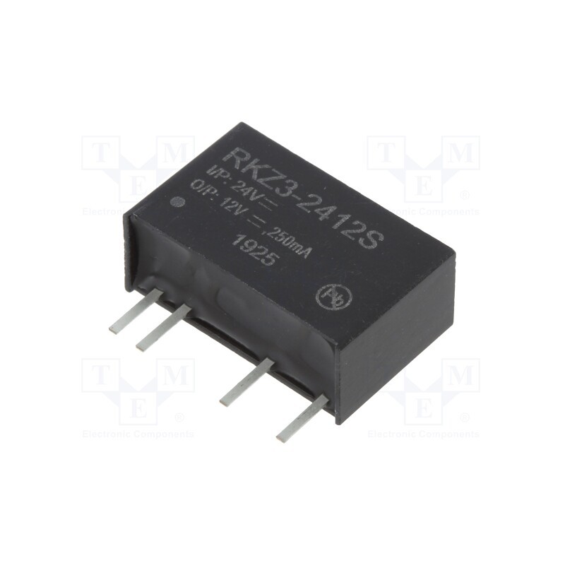1 pcs x RECOM - RKZ3-2412S - Converter: DC/DC, 3W, Uin: 21.6÷26.4V, Uout: 12VDC, Iout: 250mA, SIP7