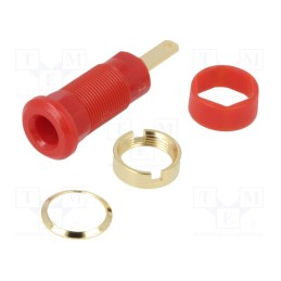 1 pcs x CLIFF - FCR7360R - Socket, 2mm banana, 10A, 600VDC, red, Plating: gold-plated, 29.7mm
