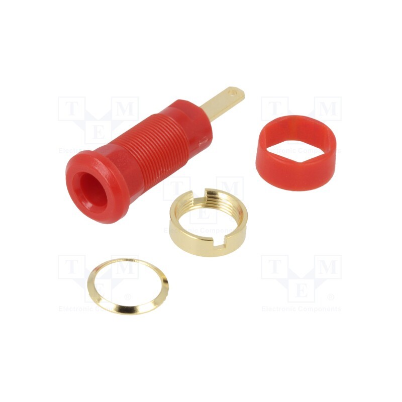 1 pcs x CLIFF - FCR7360R - Socket, 2mm banana, 10A, 600VDC, red, Plating: gold-plated, 29.7mm