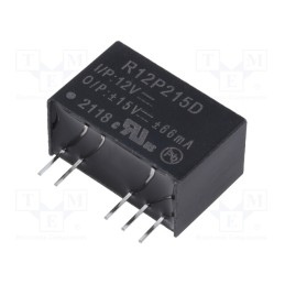 1 pcs x RECOM - R12P215D - Converter: DC/DC, 2W, Uin: 10.8÷13.2V, Uout: 15VDC, Uout2: -15VDC