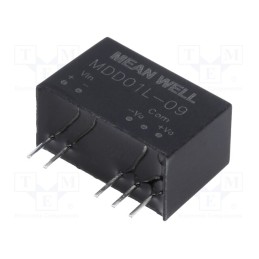 1 pcs x MEAN WELL - MDD01L-09 - Converter: DC/DC, 1W, Uin: 4.5÷5.5V, Uout: 9VDC, Uout2: -9VDC, SIP7