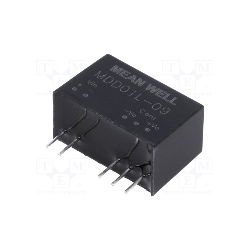 1 pcs x MEAN WELL - MDD01L-09 - Converter: DC/DC, 1W, Uin: 4.5÷5.5V, Uout: 9VDC, Uout2: -9VDC, SIP7