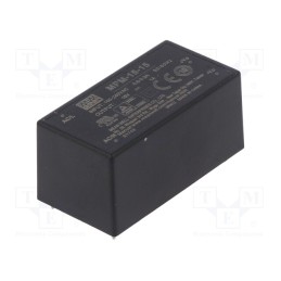 1 pcs x MEAN WELL - MPM-15-15 - Converter: AC/DC, 15W, 80÷264VAC, 15VDC, Iout: 1A, OUT: 1, 87%, PCB