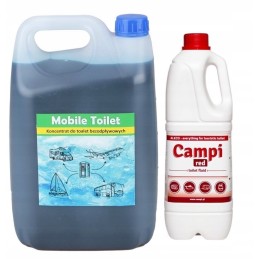 Fluid for tourist toilets blue 5l red 2l set
