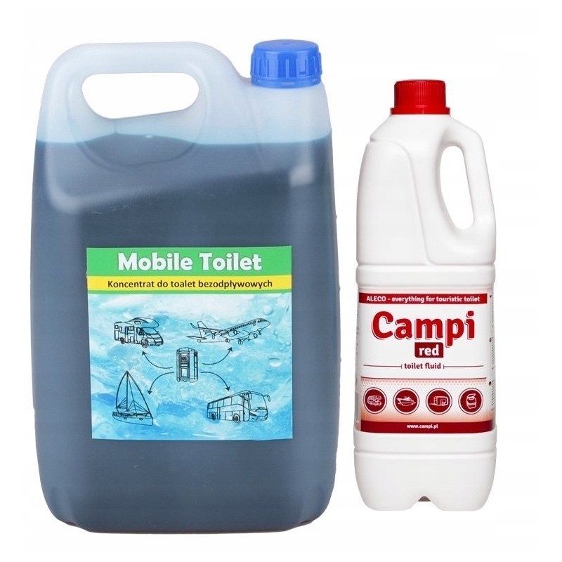Fluid for tourist toilets blue 5l red 2l set