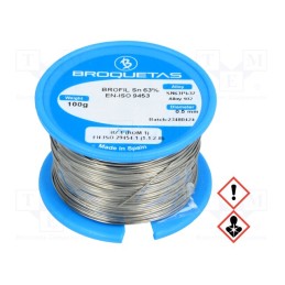 1 pcs x BROQUETAS - BROFIL 63 B2.1 0.5MM 100G - Soldering wire, Sn63Pb37, 0.5mm, 100g, lead-based, reel, 183°C