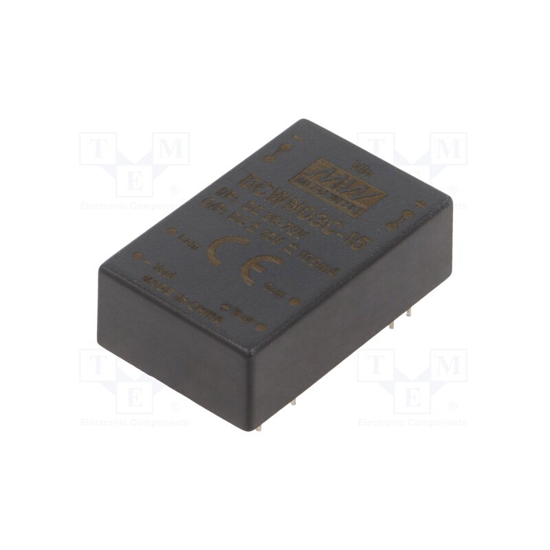 1 pcs x MEAN WELL - DCWN03C-15 - Converter: DC/DC, 3W, Uin: 36÷72V, Uout: 15VDC, Uout2: -15VDC, DIP24