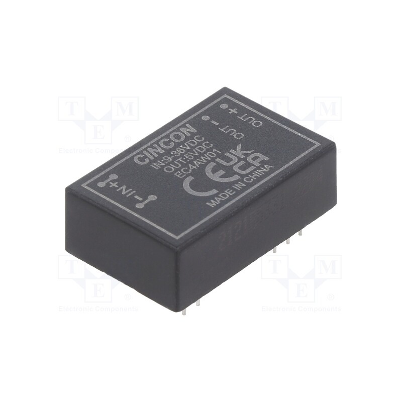 1 pcs x CINCON - EC4AW01 - Converter: DC/DC, 3.3/6W, Uin: 9÷36V, Uout: 5VDC, Iout: 1000mA, THT