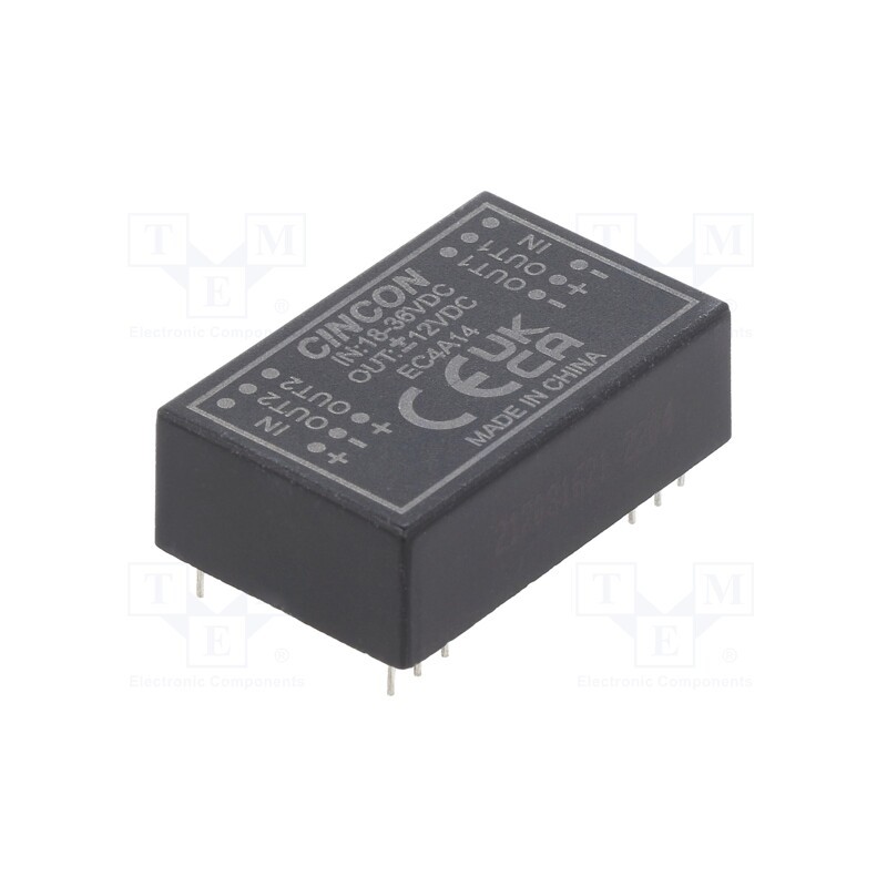 1 pcs x CINCON - EC4A14 - Converter: DC/DC, 5/6W, Uin: 18÷36V, Uout: 12VDC, Uout2: -12VDC, THT