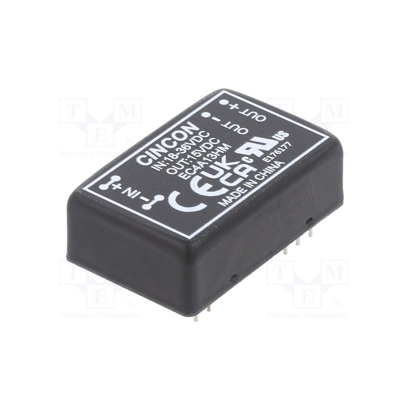 1 pcs x CINCON - EC4A13HM - Converter: DC/DC, 5/6W, Uin: 18÷36V, Uout: 15VDC, Iout: 400mA, DIP24