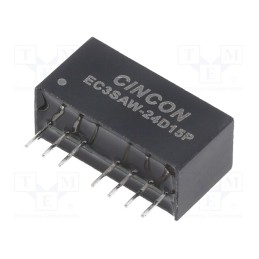 1 pcs x CINCON - EC3SAW-24D15P - Converter: DC/DC, 3W, Uin: 9÷36V, Uout: 15VDC, Uout2: -15VDC, SIP8