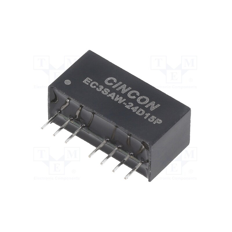 1 pcs x CINCON - EC3SAW-24D15P - Converter: DC/DC, 3W, Uin: 9÷36V, Uout: 15VDC, Uout2: -15VDC, SIP8