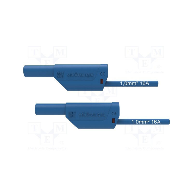 1 pcs x SCHu00dcTZINGER - VSFK 8500 / 1 / 150 / BL - Test lead, 16A, banana plug 4mm,both sides, Urated: 1kV, Len: 1.5m