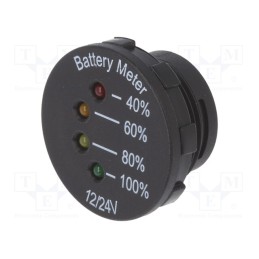 1 pcs x SCI - A25-4 - Voltmeter, on panel, LED, black, Features: battery indicator