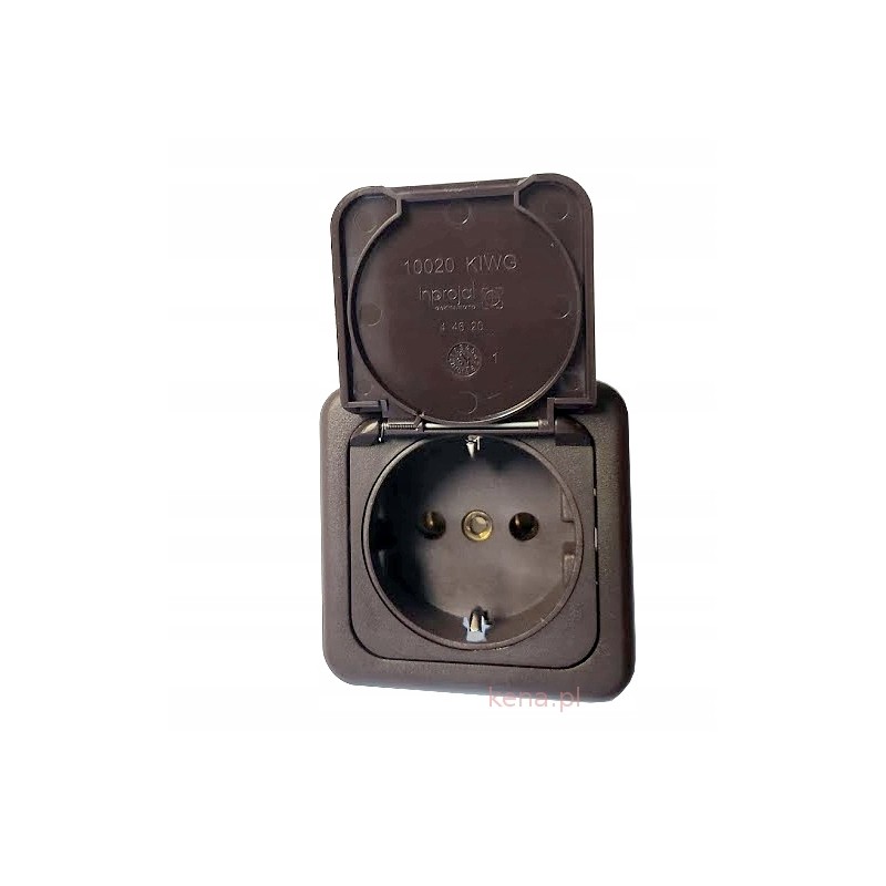 Internal electrical socket 230v 6x6 cm brown