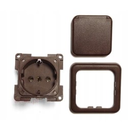 Internal electrical socket 230v 6x6 cm brown