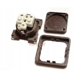 Internal electrical socket 230v 6x6 cm brown