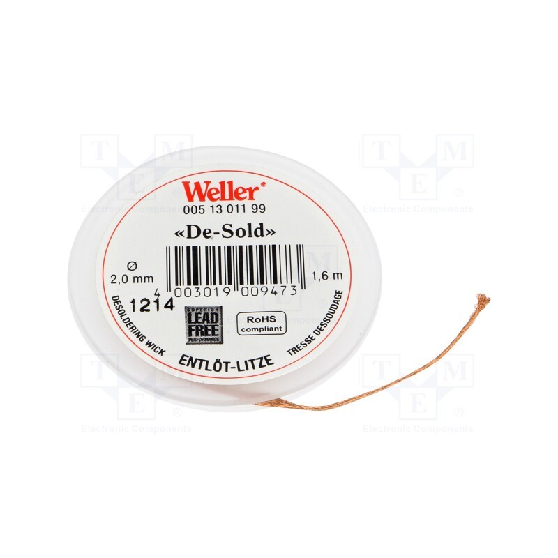 1 pcs x WELLER - T0051301199 - Tape: desoldering, W: 2mm, L: 1.6m