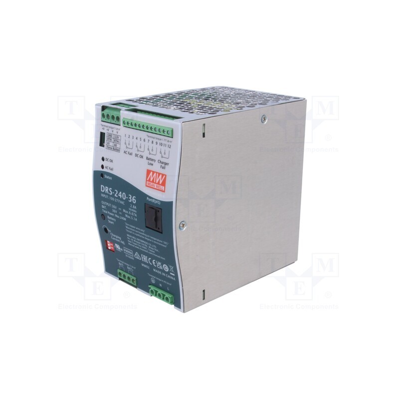 1 pcs x MEAN WELL - DRS-240-36 - Power supply: buffer, for DIN rail, 240W, 36VDC, 6.6A, 90÷305VAC