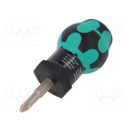 1 pcs x WERA - 5008854001 - Screwdriver, Pozidriv®, PZ2, STUBBY, Blade length: 25mm