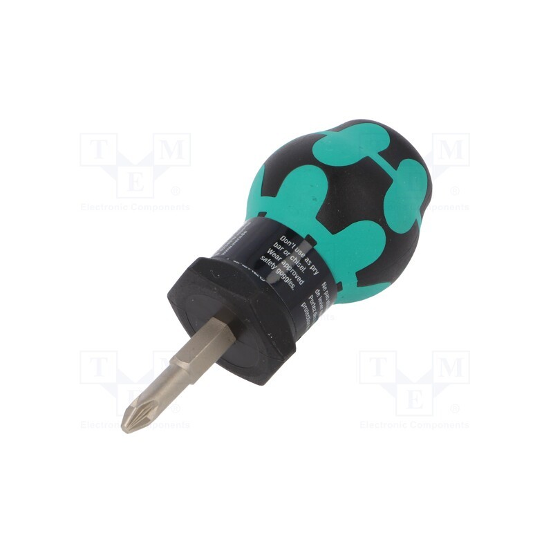 1 pcs x WERA - 5008854001 - Screwdriver, Pozidriv®, PZ2, STUBBY, Blade length: 25mm