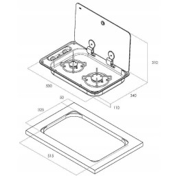 Gas stove 2 burners hob for camper with built-in cover CAN FC1336