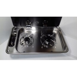 Gas stove 2 burners hob for camper with built-in cover CAN FC1336