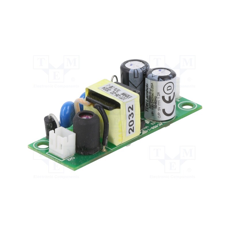 1 pcs x TDK-LAMBDA - KPSB6-5-J - Power supply: switched-mode, open, 6W, 90÷264VAC, 5VDC, 1.2A, 78%