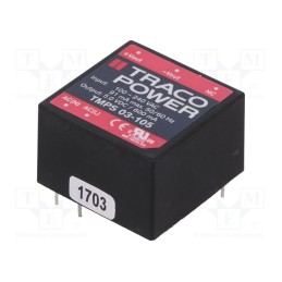 1 pcs x TRACO POWER - TMPS 03-105 - Converter: AC/DC, 3W, 85÷264VAC, Usup: 120÷370VDC, Uout: 5VDC, 72%