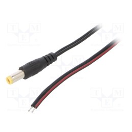 1 pcs x SUNNY - ECP15F2155STST - Cable, 2x0.5mm2, wires,DC 5,5/2,1 plug, straight, black, 1.5m