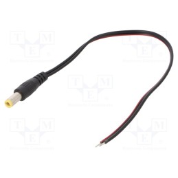 1 pcs x SUNNY - ECP02F2555STST - Cable, 2x0.5mm2, wires,DC 5,5/2,5 plug, straight, black, 0.2m