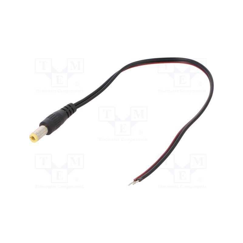 1 pcs x SUNNY - ECP02F2555STST - Cable, 2x0.5mm2, wires,DC 5,5/2,5 plug, straight, black, 0.2m