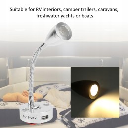 Wall lamp 12 24v LED, silver housing