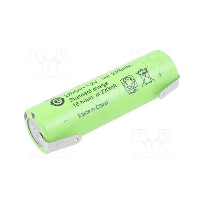 1 pcs x GP - 220AAH - Re-battery: Ni-MH, AA, 1.2V, 2200mAh, soldering lugs, Ø14.5x49.5mm