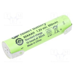1 pcs x GP - 80AAAH - Re-battery: Ni-MH, AAA,R3, 1.2V, 800mAh, soldering lugs