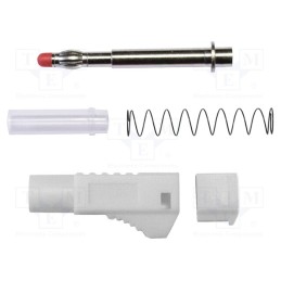 1 pcs x MUELLER ELECTRIC - BU-3261410-9 - Plug, 4mm banana, 45A, 1kVAC, white, soldered, brass