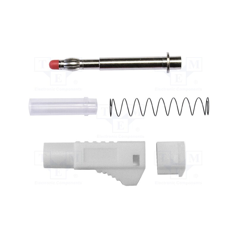 1 pcs x MUELLER ELECTRIC - BU-3261410-9 - Plug, 4mm banana, 45A, 1kVAC, white, soldered, brass