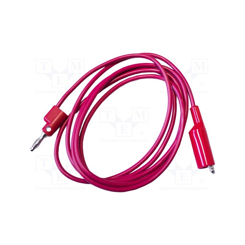 1 pcs x MUELLER ELECTRIC - BU-P1166-12-2 - Test lead, 10A, banana plug 4mm,aligator clip, Urated: 1kV, red