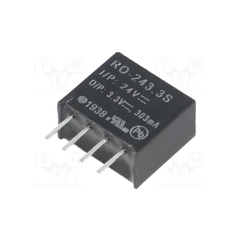 1 pcs x RECOM - RO-243.3S - Converter: DC/DC, 1W, Uin: 21.6÷26.4V, Uout: 3.3VDC, Iout: 303mA